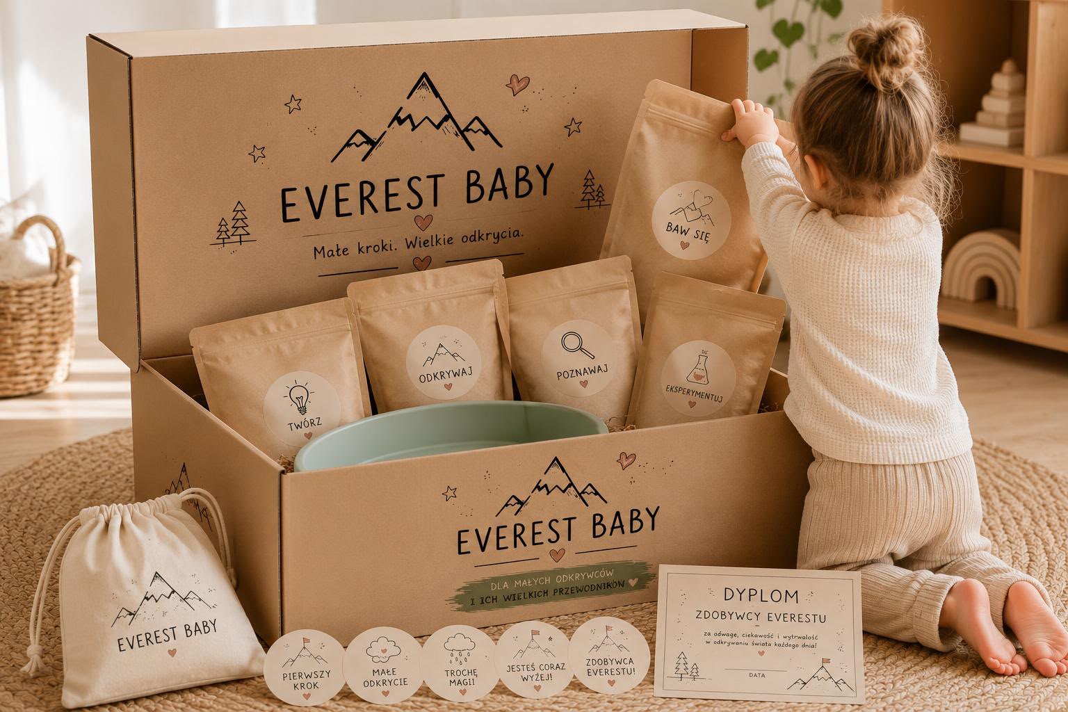 Zestaw Everest Baby — pudełko pełne sensorycznych zabaw dla dziecka